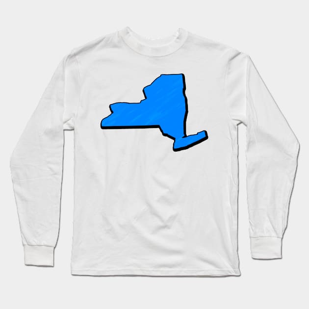 Bright Blue New York Outline Long Sleeve T-Shirt by Mookle